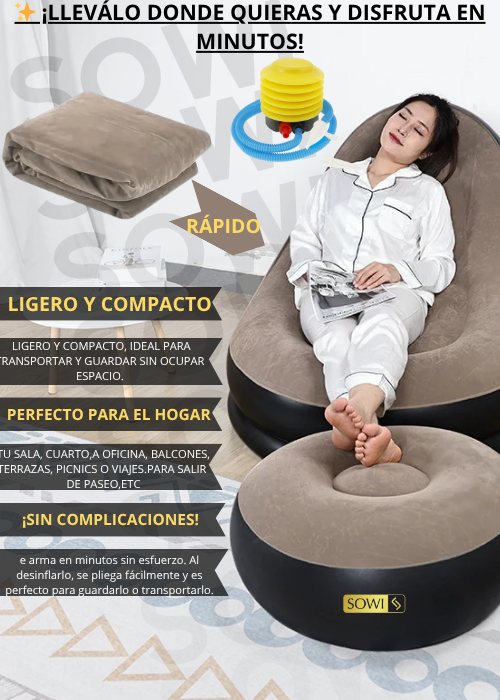 Combo 3 en 1 Sofá Inflable Premium® + Sillón Inflable + Inflador Manual