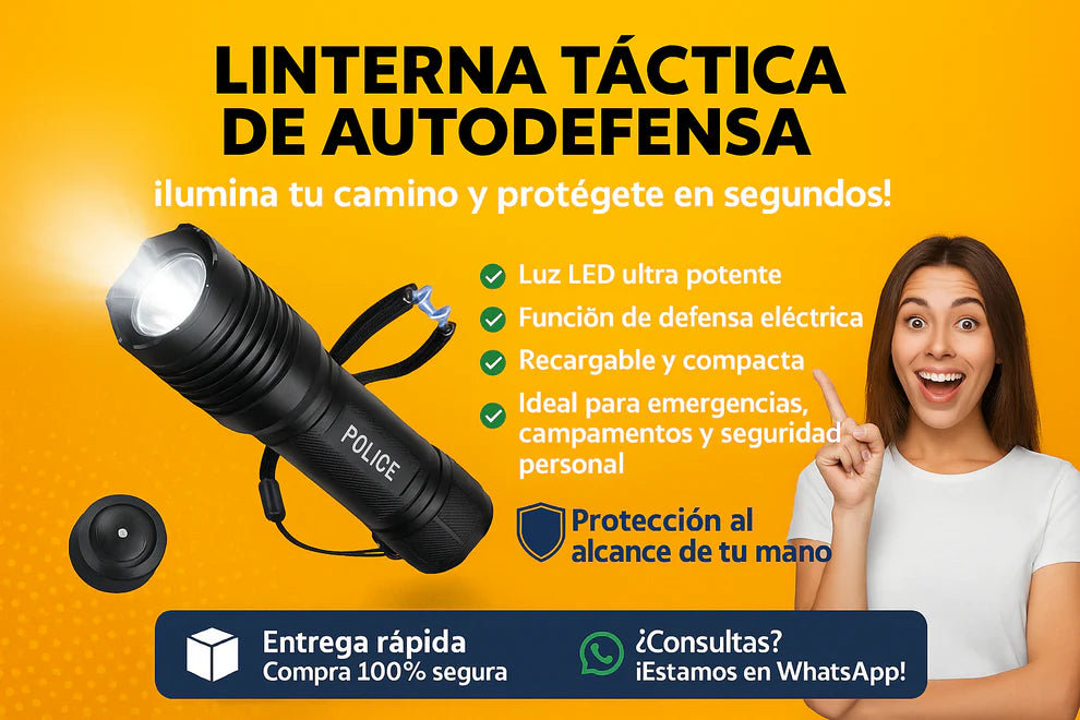 Linterna Profesional Táctica Ultra potente | Antirrobo Defensa personal | Envió gratis y Paga contraentrega en Guatemala