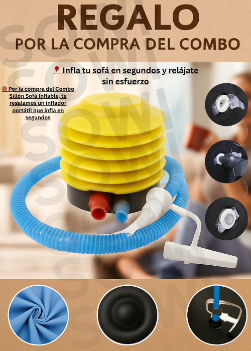 Combo 3 en 1 Sofá Inflable Premium® + Sillón Inflable + Inflador Manual